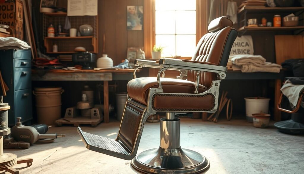 Vintage barber chair restoration