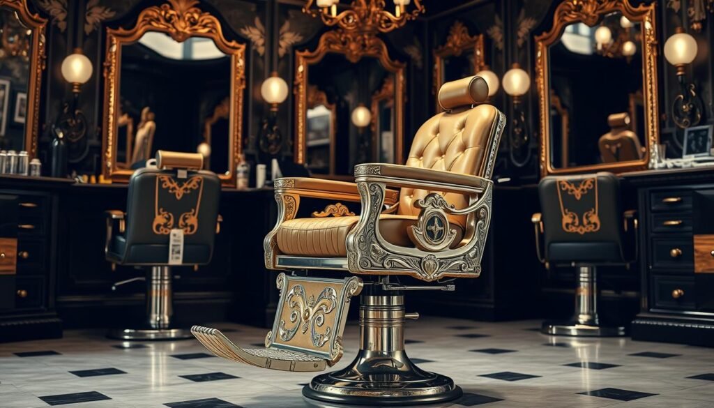 elegant gold barber chair